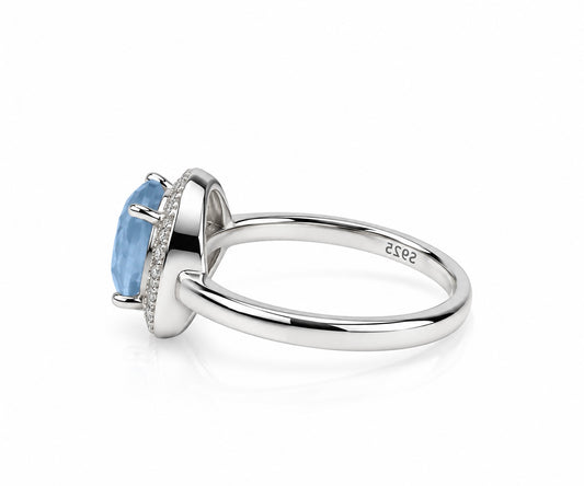 Aquamarine Halo Elegance Ring