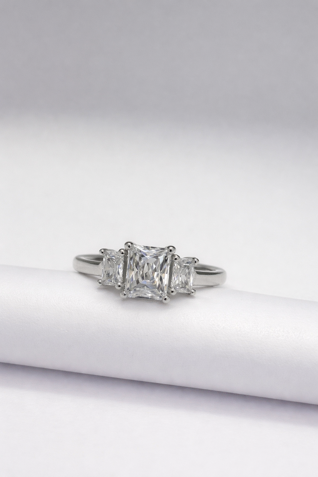 Timeless Three-Stone Princess Cut Ring