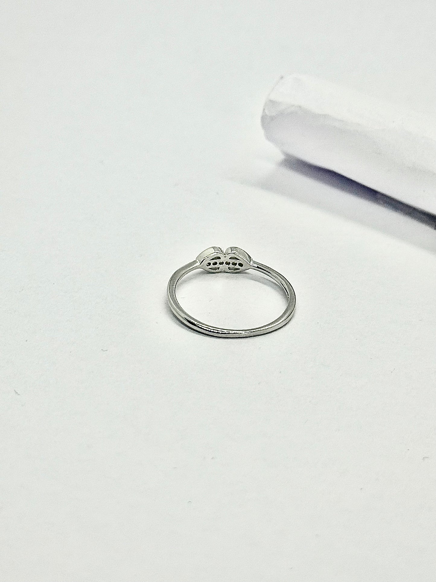 Elegant Twin Heart Silver Ring