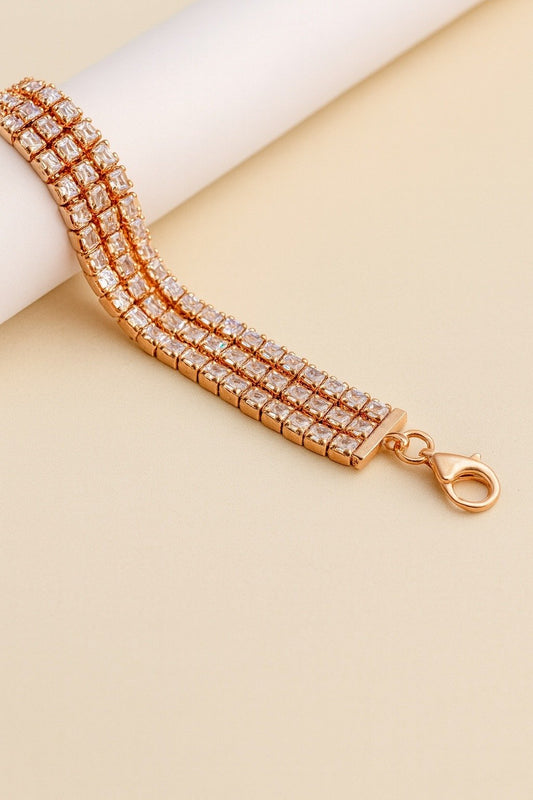 Triple Row Crystal Elegance Bracelet
