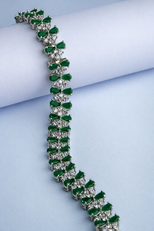 Emerald Leaf Sparkle Bracelet