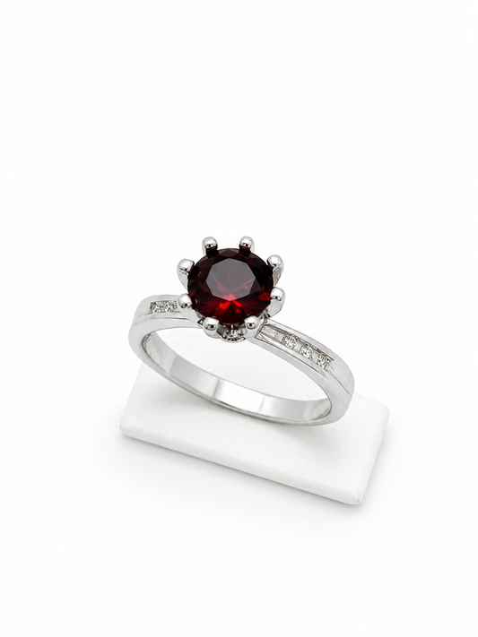 Zircon Ruby Solitaire Ring