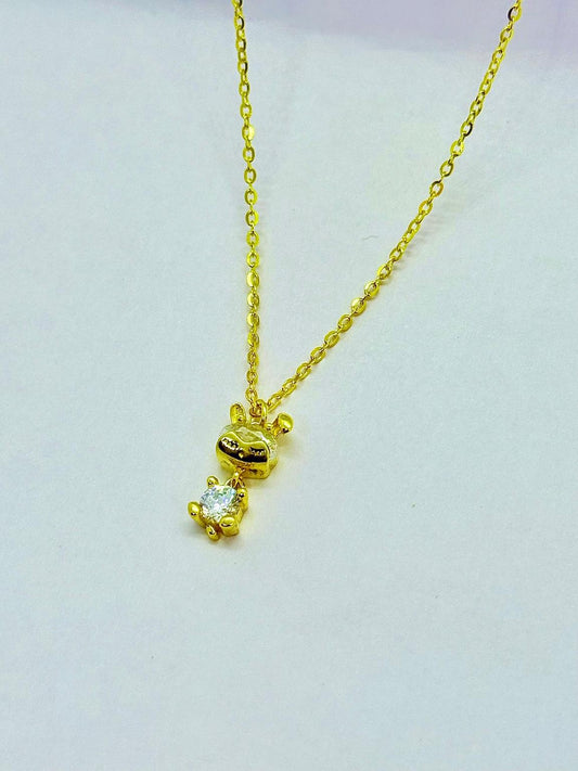 925 Sterling Silver Gold-Plated Teddy Pendant Necklace
