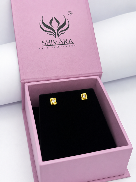 Shivara Golden Glow Studs-92.5 silver