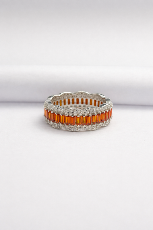 Amber Baguette Halo Ring