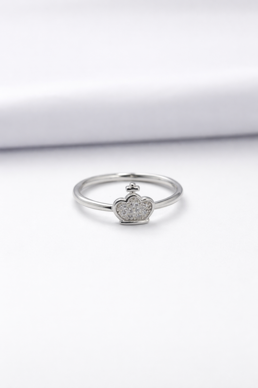 Crowned Heart Silver Ring