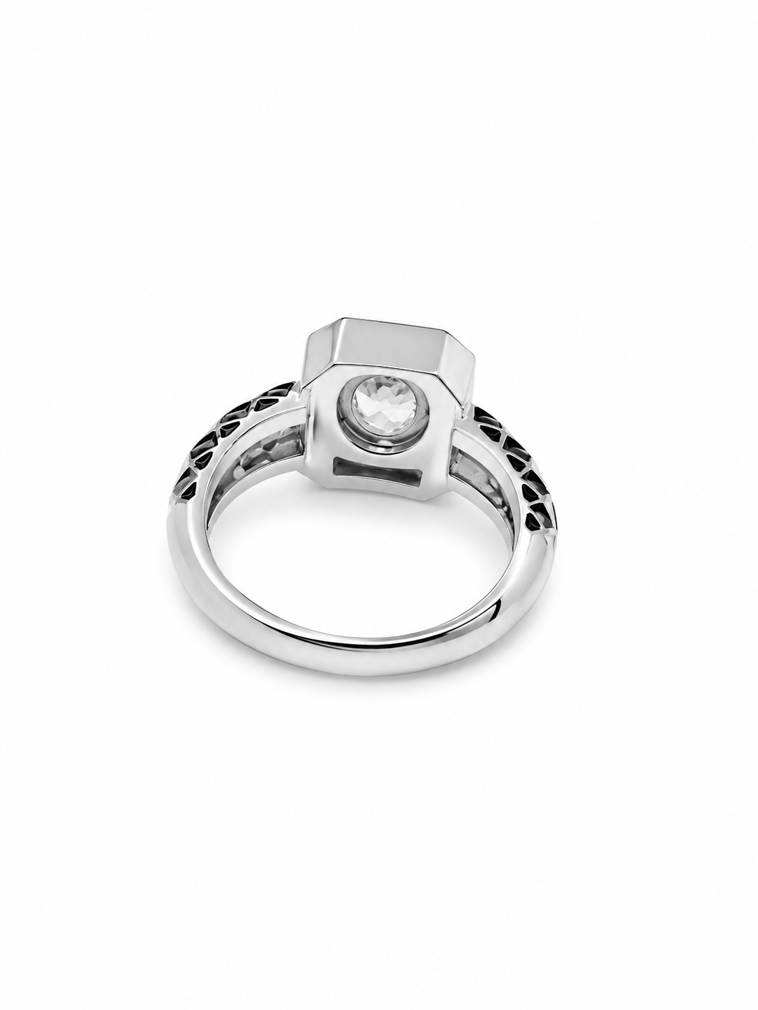Geometric Black Enamel Crystal Ring