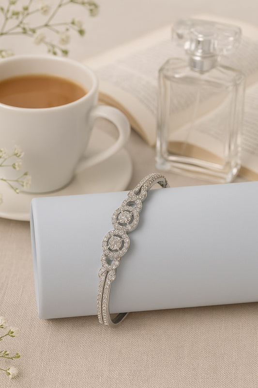Bangle with Floral Diamond Accents