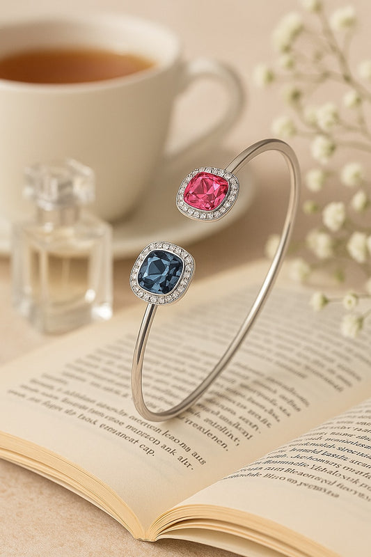 Bangle with Pink and Green Gemstones