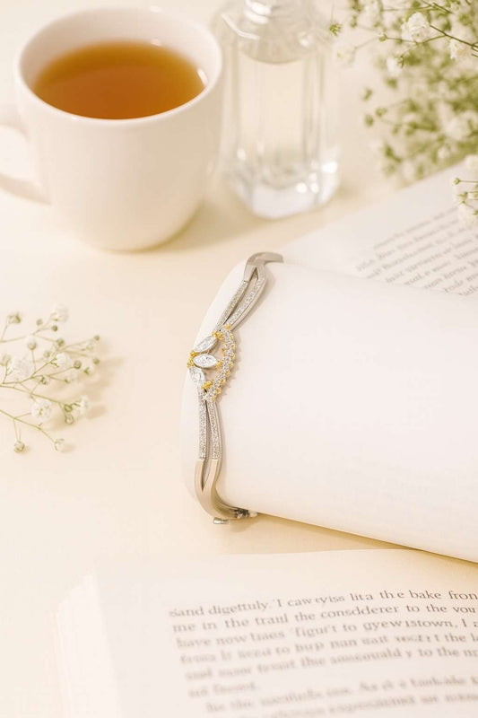 Bangle with Gold-Tone Butterfly & CZ Accents