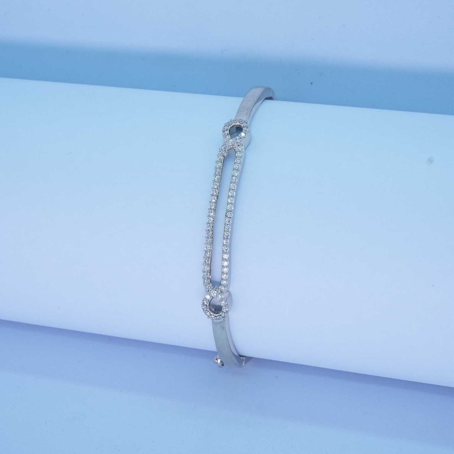 Silver Elegant Loop Design CZ Bangle