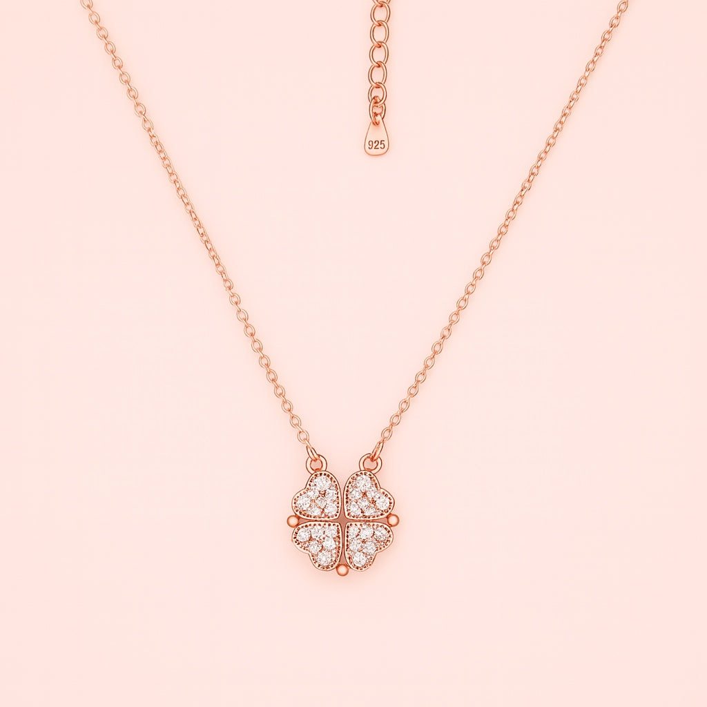 Rose Gold Plated Clover Heart Necklace