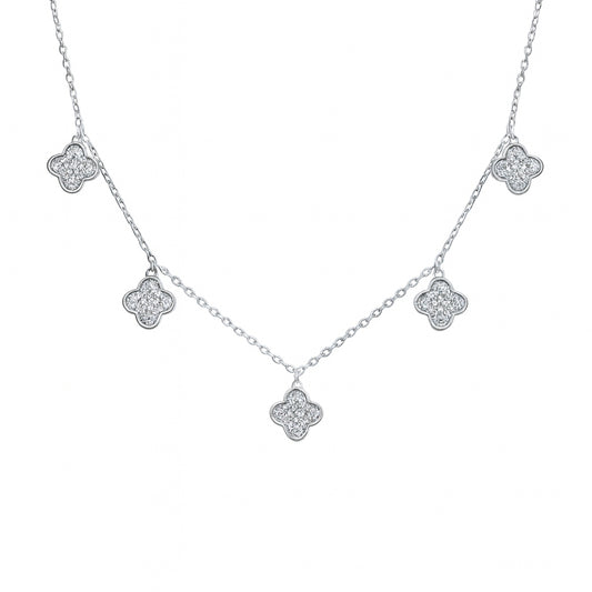 Silver Clover Drop Necklace