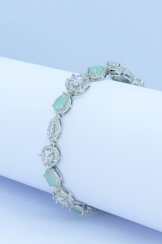Aqua Luxe Gemstone Silver Bracelet