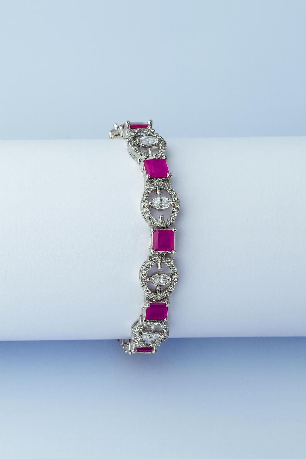 Ruby Pink Luxe Halo Bracelet