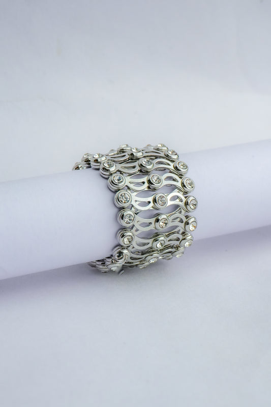 Crystal Bloom Openwork Band Ring