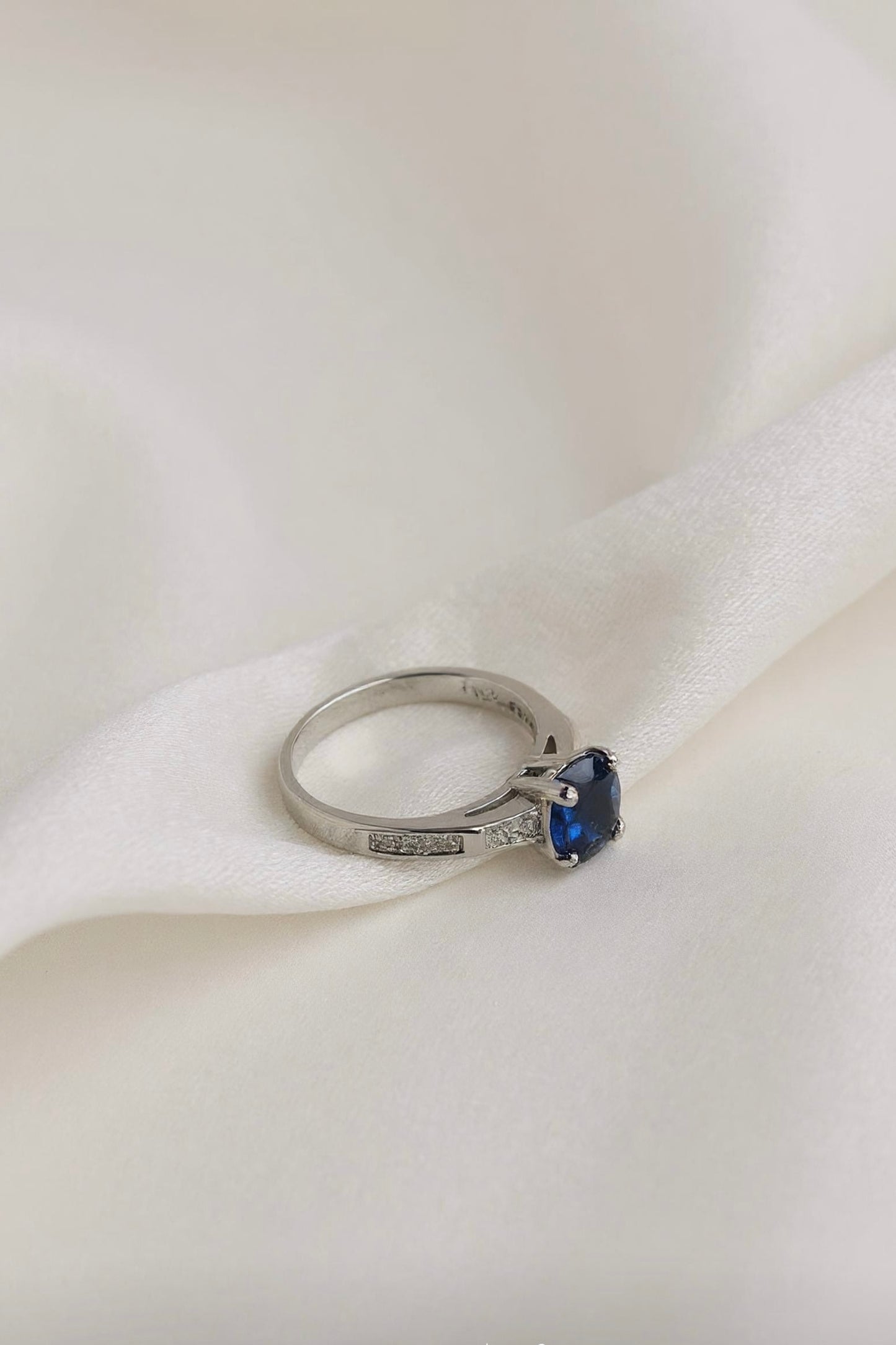 Midnight Sapphire Solitaire Ring