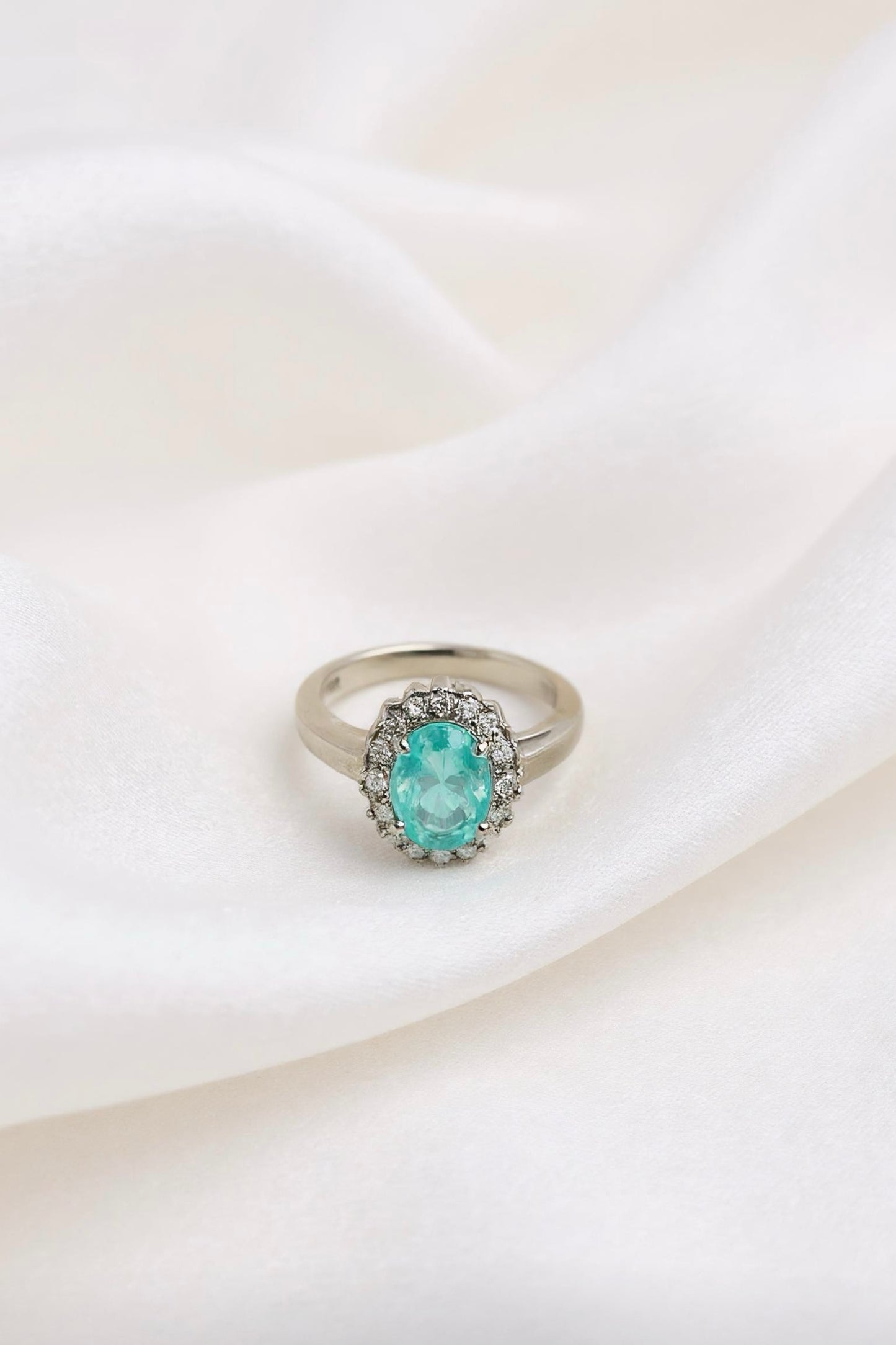 Aqua Halo Gemstone Ring