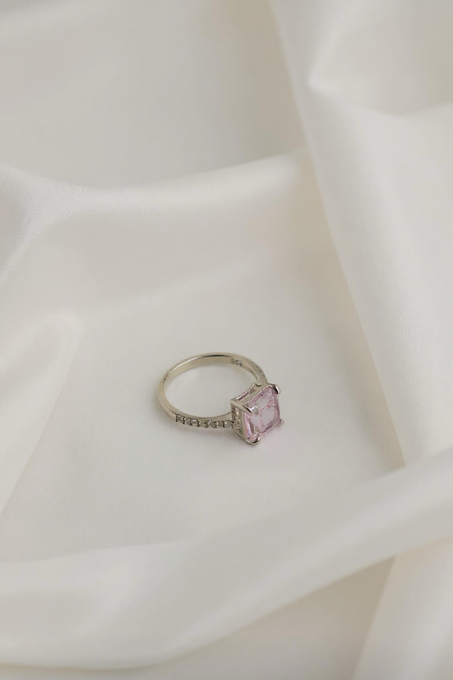 Elegant Pink Emerald-Cut Solitaire Ring