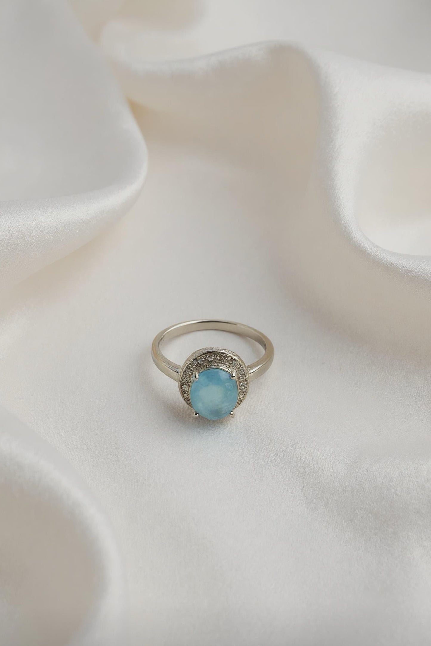 Aquamarine Halo Elegance Ring