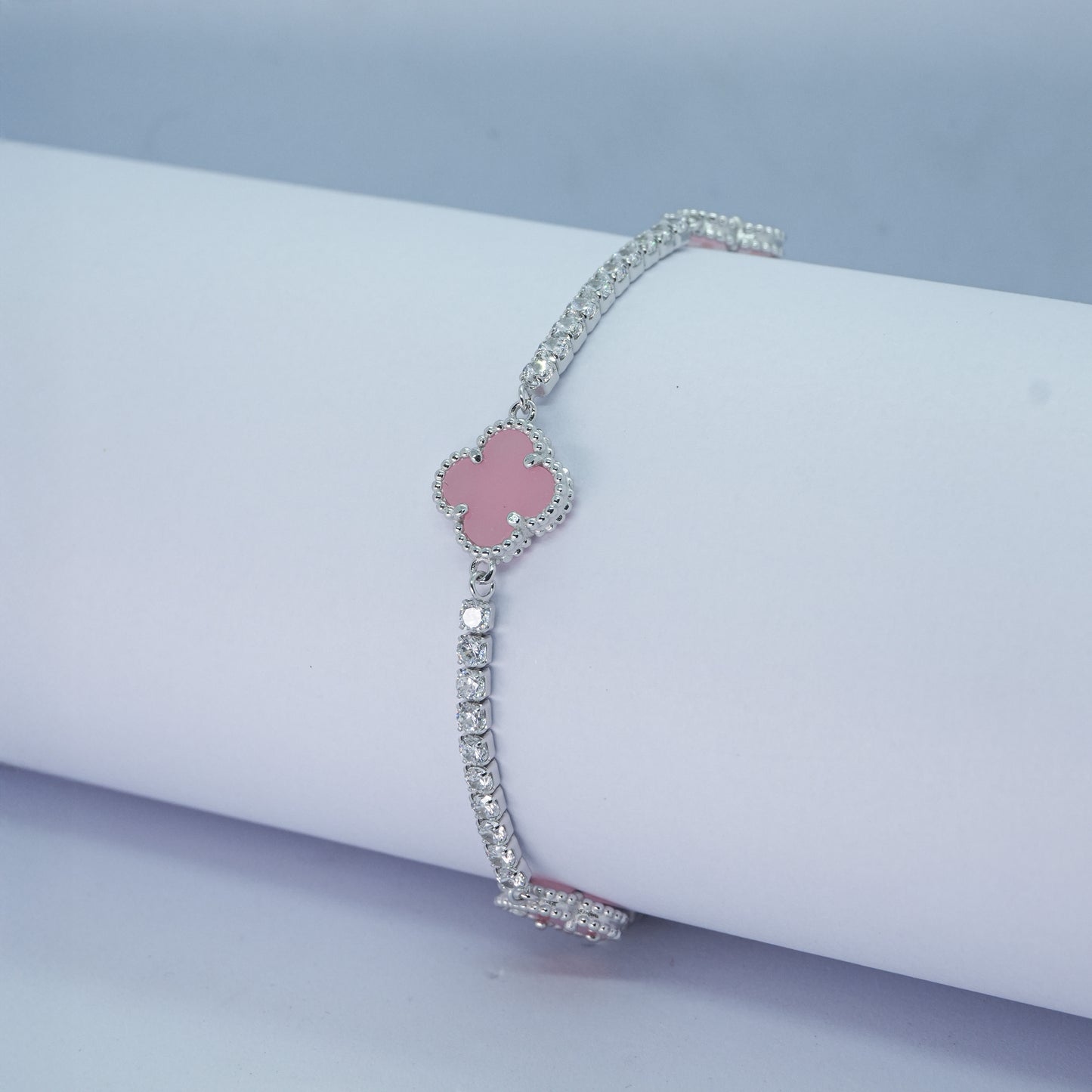 Blush Clover Silver Bracelet