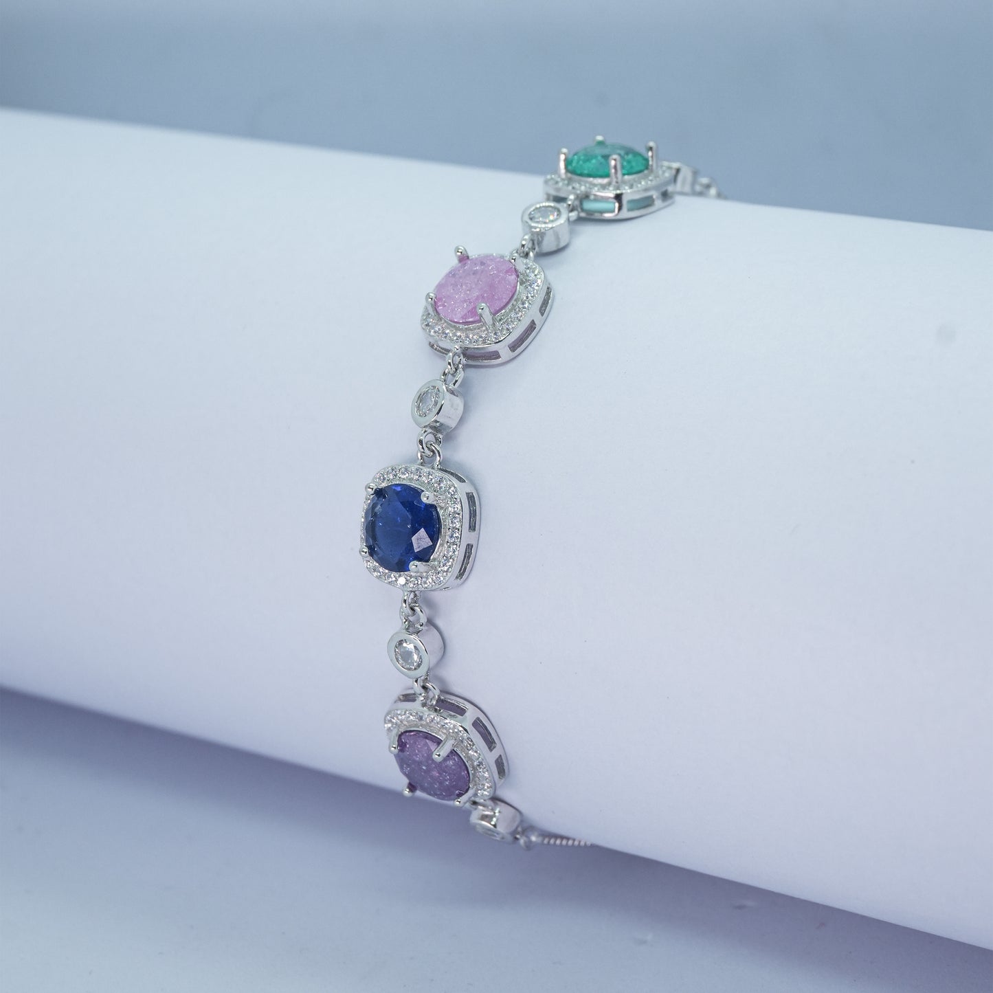 Radiant Royale Multi-Gemstone Silver Bracelet
