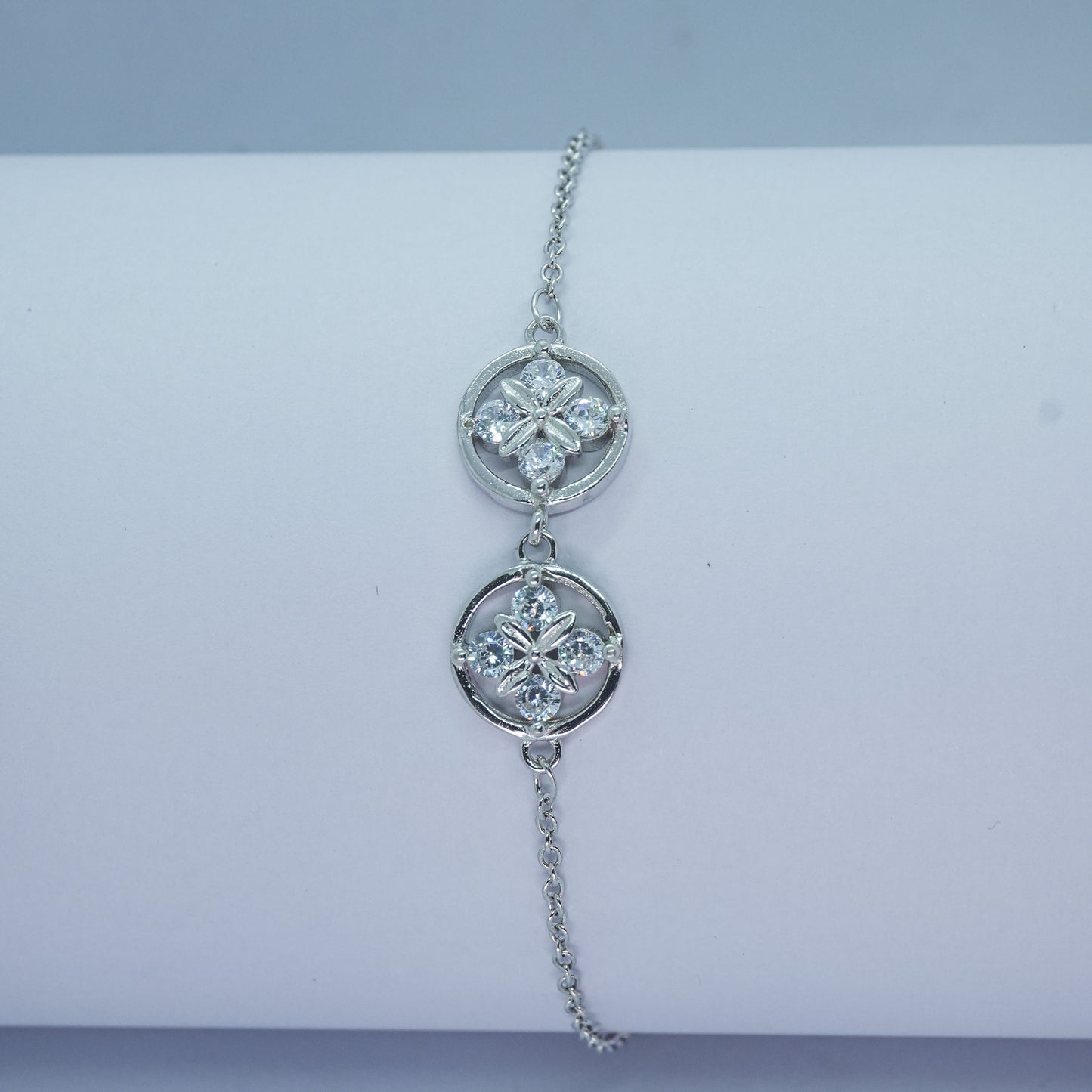 Crystal Beam Silver Bracelet