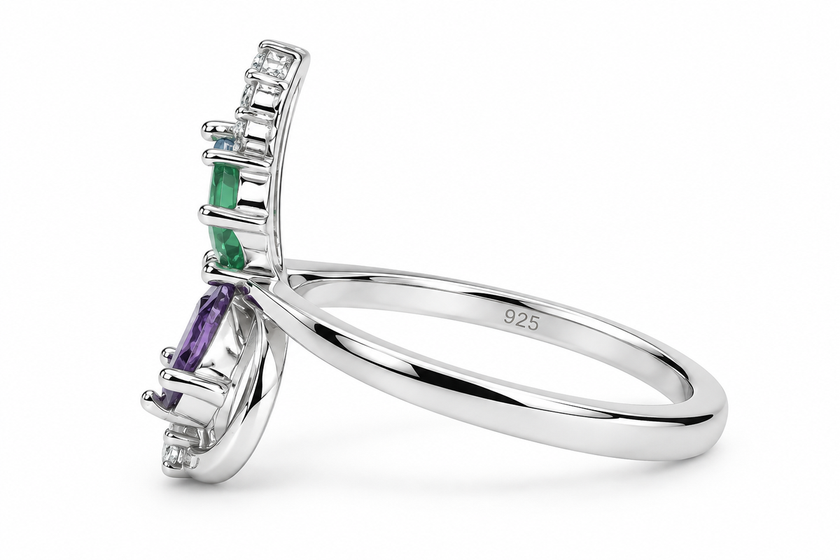 925 Multicolor Gemstone Bloom Ring