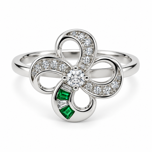 Emerald Bloom 925 Sterling Silver Ring