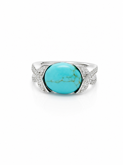 Turquoise Elegance Crisscross Ring