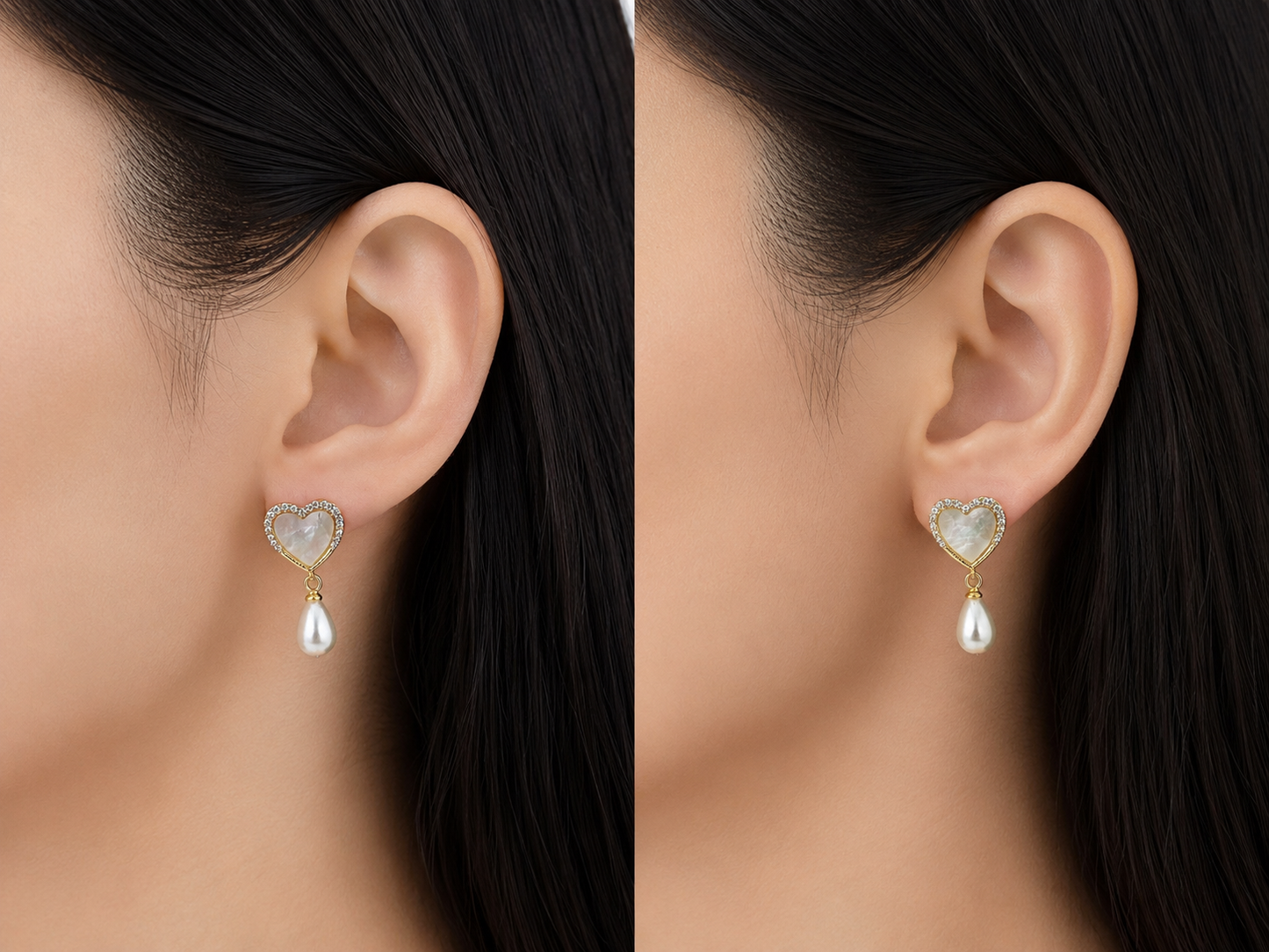 Celeste Pearl Heart Earrings – 925 Silver