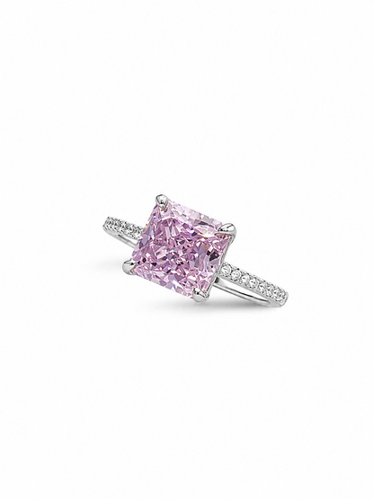 Elegant Pink Square cut Solitaire Ring
