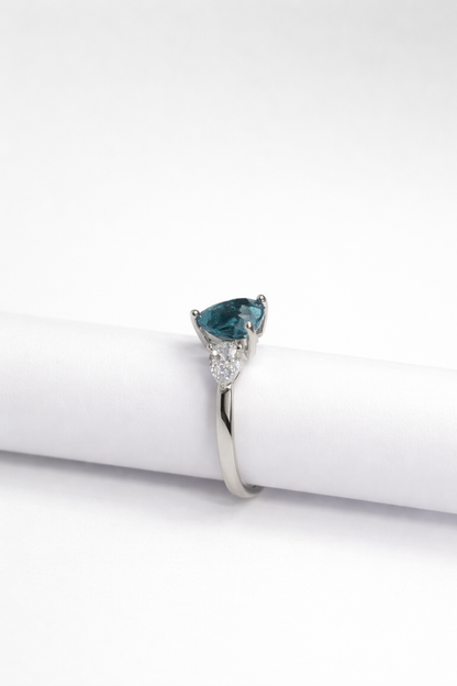 Elegant Heart-Cut Blue Stone Ring