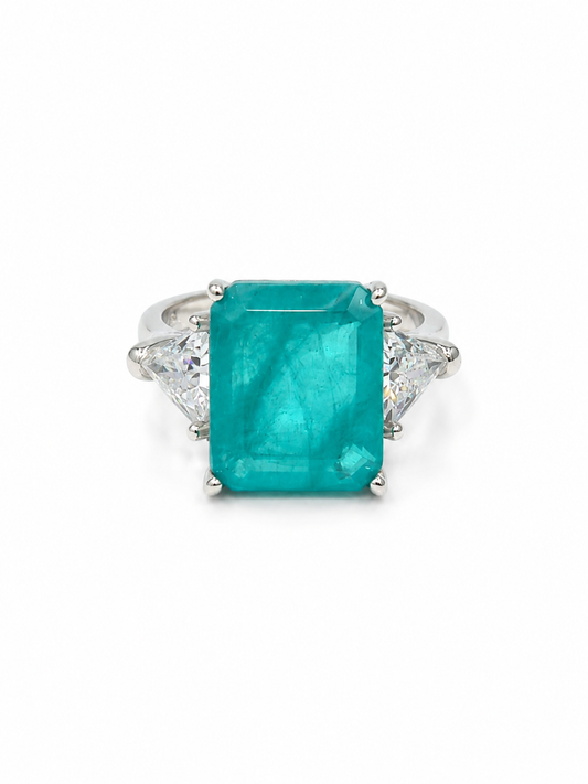 Aqua Majesty Emerald-Cut Statement Ring