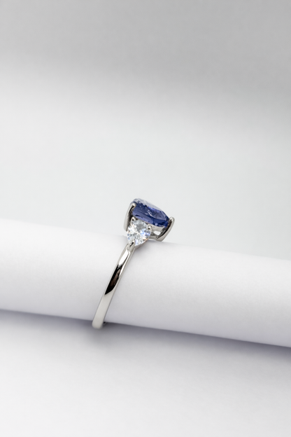 Heart-Shaped Blue Stone Elegance Ring