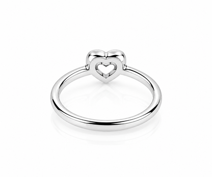 Double Heart Embrace 925 Silver Ring