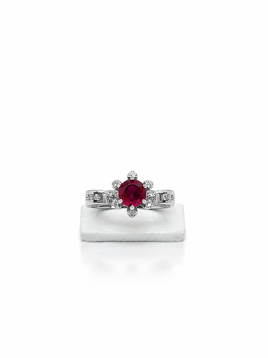 Ruby coloured blossom Ring