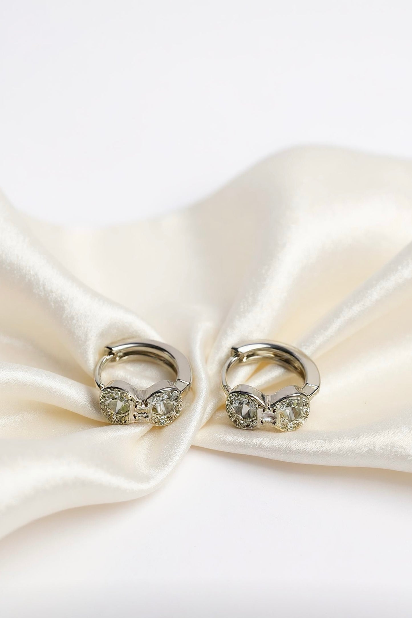 Elegant Crystal Bow Hoop Earrings