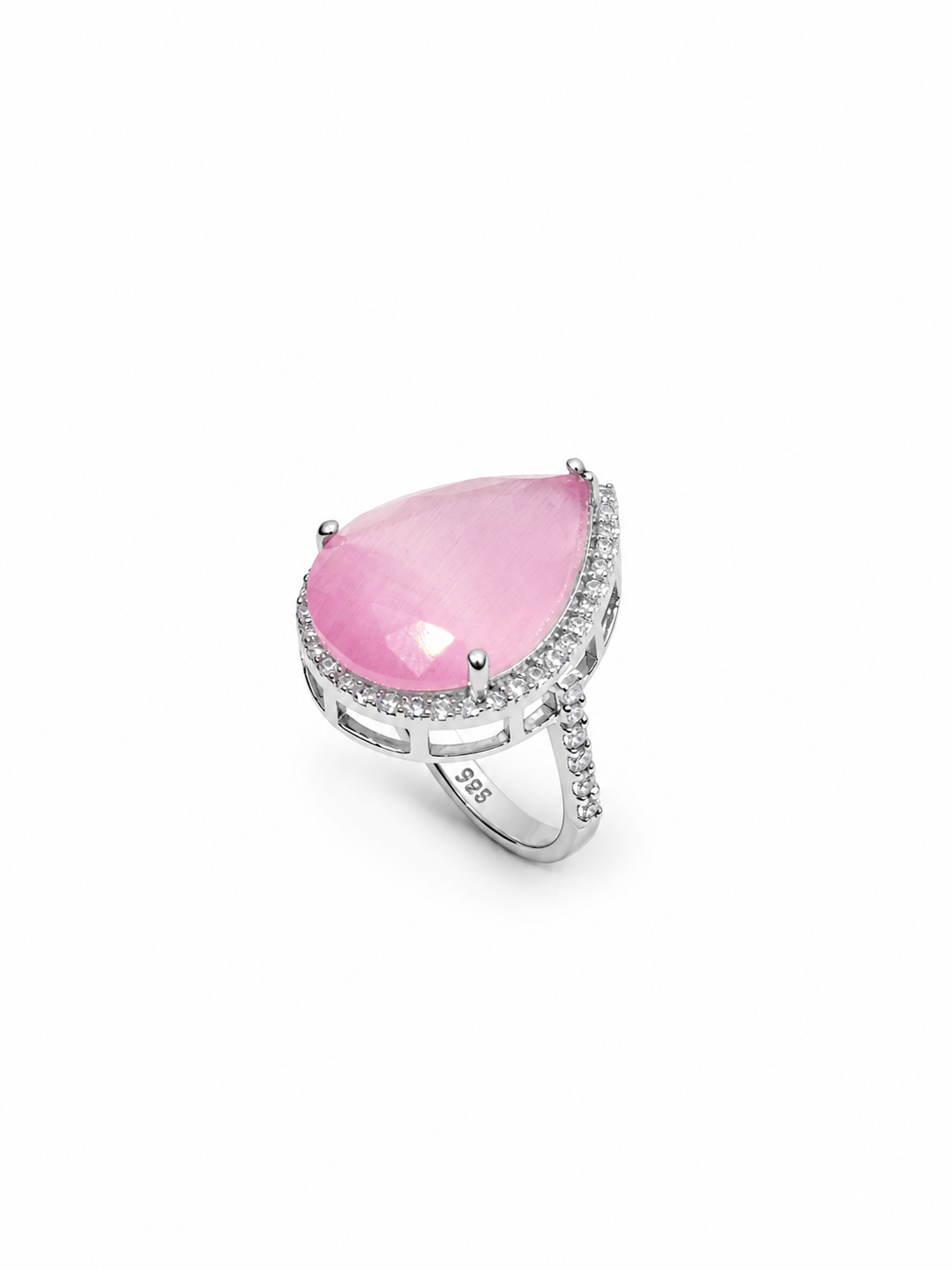 Pink Teardrop zircon stone Ring