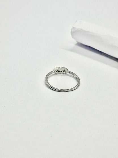 Elegant Twin Heart Silver Ring