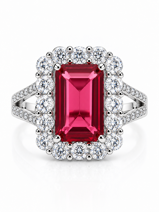 Ruby Radiance Halo Ring