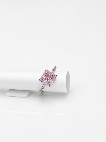 Elegant Pink Square cut Solitaire Ring