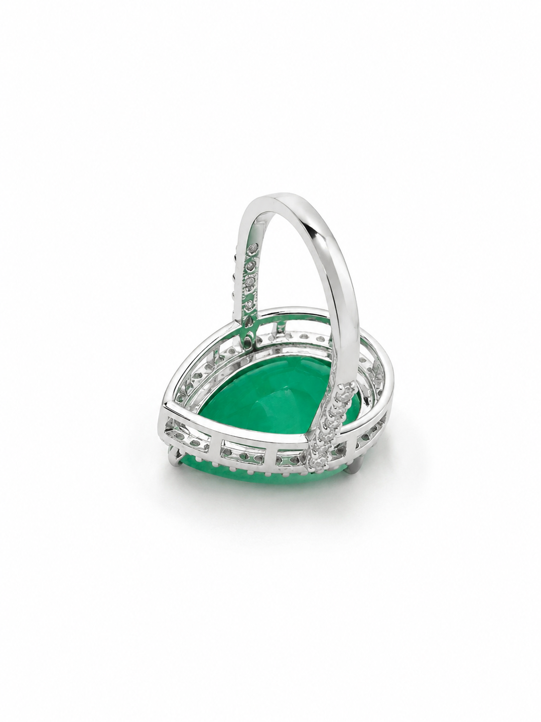 Emerald zircon Dewdrop Halo Ring