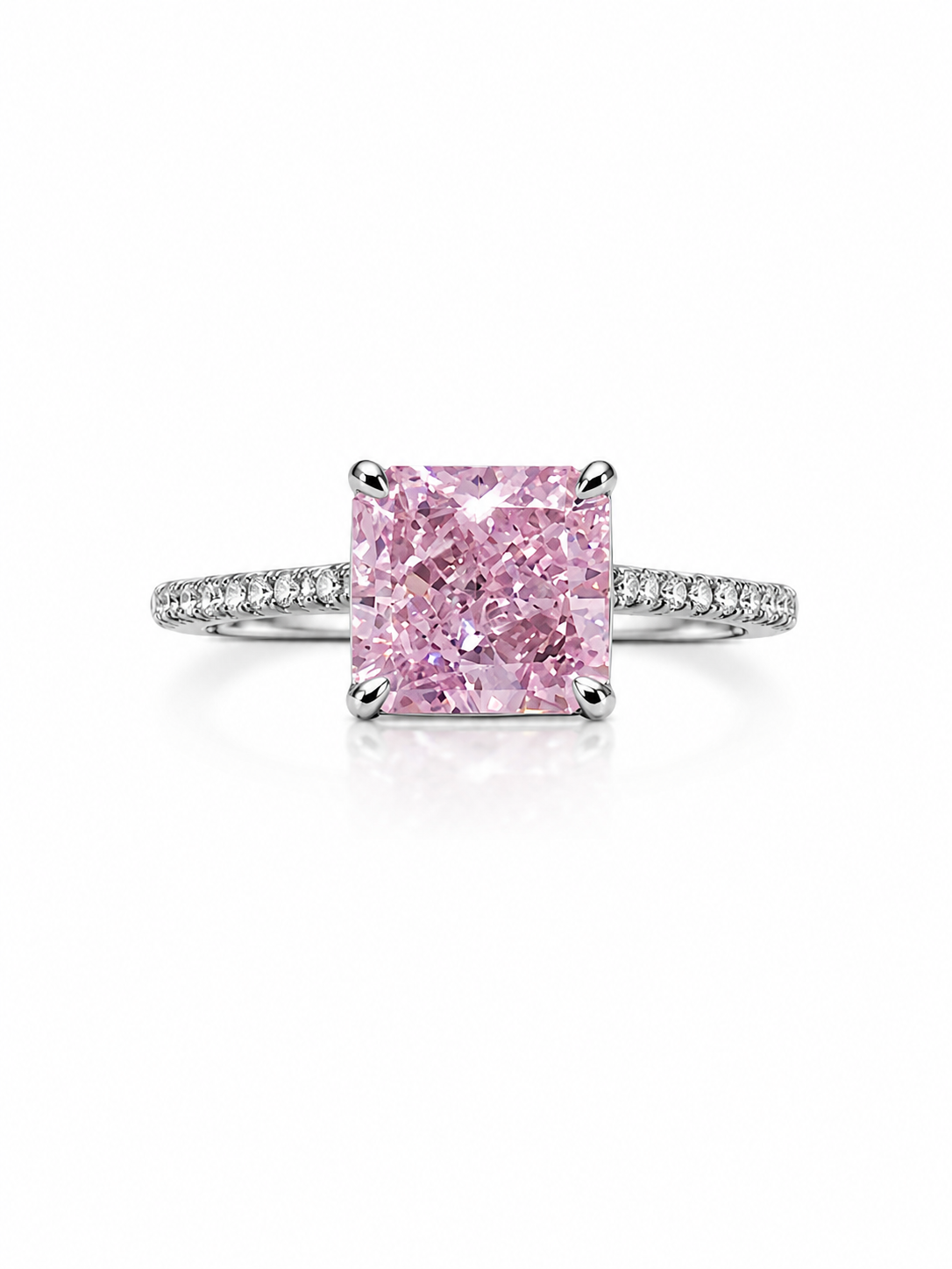Elegant Pink Square cut Solitaire Ring