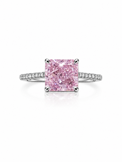 Elegant Pink Square cut Solitaire Ring