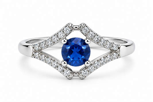 92.5 Royal Sapphire Halo Ring