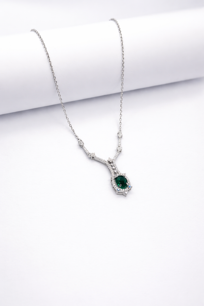 Emerald Elegance Shivara Pendant Set – 925 Silver
