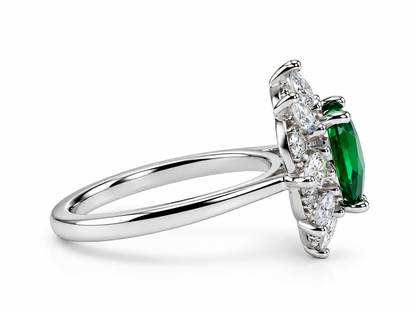 Heart of Emerald Diamond Ring