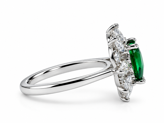 Heart of Emerald Diamond Ring