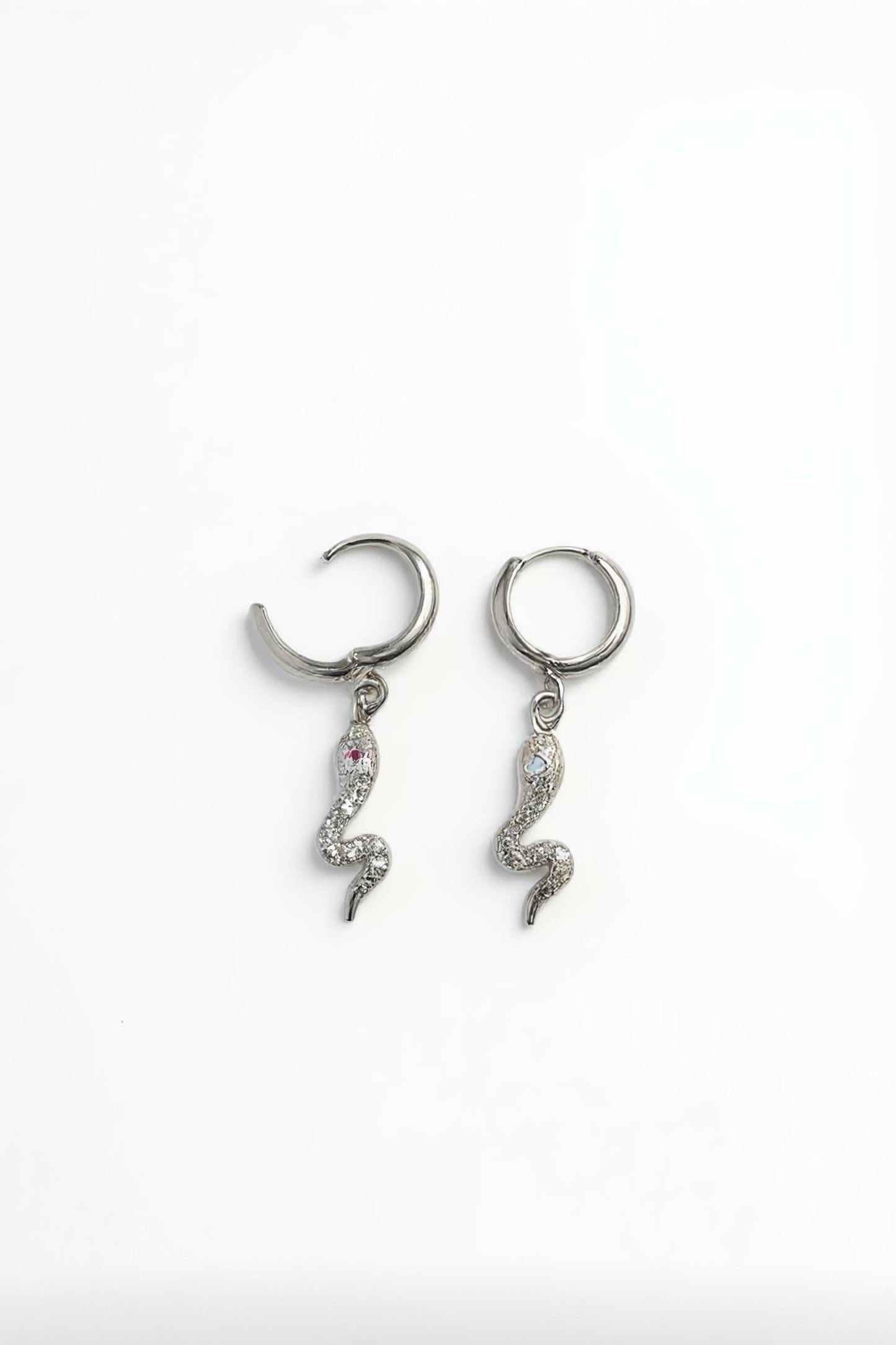 Silver Serpent Hoop Earrings